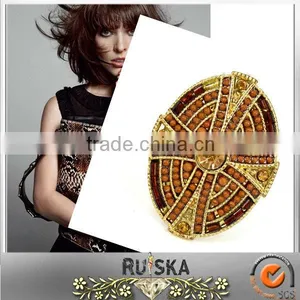 Gold Plated Many Beaded With Crystal Cross Ring thumbnail-1