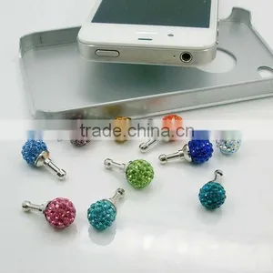 P0830 Crystal Pave Ball Earphone Jack Dust Plug,Phone Charm Quality Choice thumbnail-1