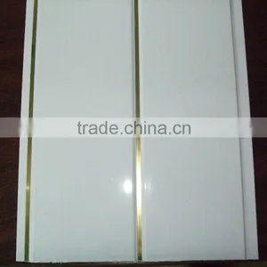 Flat Gold Line Silver Line Middle Groove Glossy White Pvc Ceiling Panel thumbnail-1