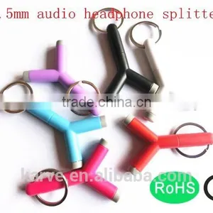 Hot Sale Keychain Dual Audio Splitter High Quality Headphone Sound Splitter 3.5mm Audio Headphone Jack Splitter thumbnail-1