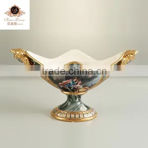 European Decorative Decal Beige Hand Painting Home Decoration Big Marble Green Ceramic Flower Vase,porcelain Vase thumbnail-4