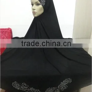 H302 New Style Big Size Hijab With Stones,no Stiff on Front,pray Hijab thumbnail-3