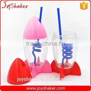 Reusable Creative Joyshaker Rocket Water Bottle, Plastic Cup With Straw For Kids Quality Choice thumbnail-2
