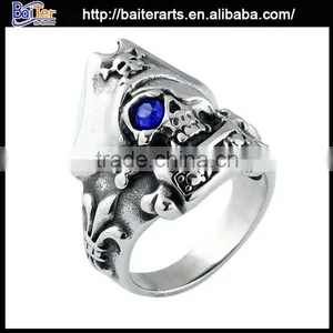 Retro Titanium 316L Stainless Steel Masonic Skull Ring thumbnail-6
