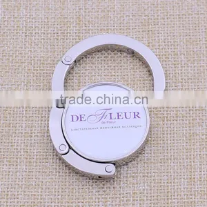 Customized Logo Promotion Round Foldable Bag Hanger / Holder With Epoxy Sticker thumbnail-3