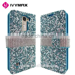 Wholesale Glittery Folio Pouch Credit Card Slot Cover Phone Case for LG K7 Tribute 5 Rhinestone Diamond Case for Girl thumbnail-6