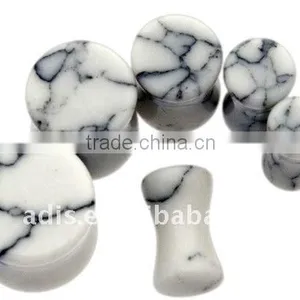White Howlite Saddle Ear Plug thumbnail-1