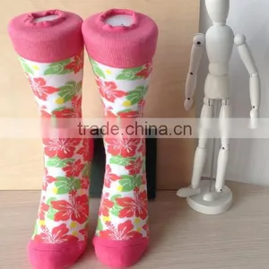 HaiNing Sock Factory 200 Needles Halloween All Over Flower Pattern Stock Women Pink Cotton Socks thumbnail-2