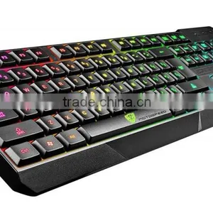 USB 7 Colors Colorful LED Illuminated Ergonomic Backlight Gaming Wired Keyboard for Laptop PC thumbnail-2