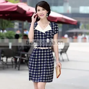 Women New Models Of Fashion Short Sleeve Tartan Dress thumbnail-1