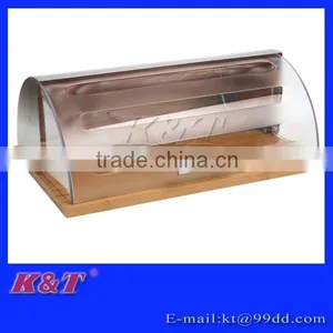 High Quality Hot Selling Wooden and Plastic Lid Bread Box thumbnail-1