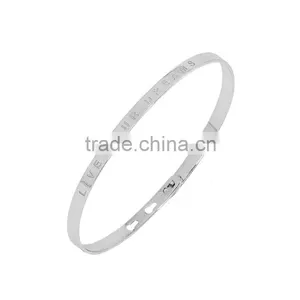 Memories Bangles With Customize Design Word 'LIVE YOUR DREAM' With 4mm/7mm Width thumbnail-1