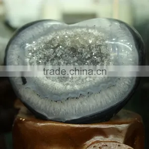 Natural Heart Shape Rock Quartz Agate Stone Geodes thumbnail-5