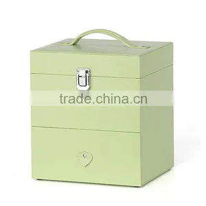 Small Mobile PVC Leather Cosmetic Box Makeup Beauty Case With Drawer Mirror thumbnail-3