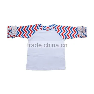 Wholesale 2016 Boutique Baby t Shirt Toddler Girls Striped Sleeve Raglan Shirt 3/4 Ruffle Sleeve Shirt thumbnail-6