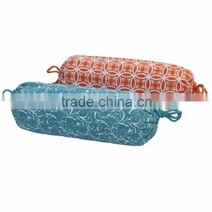 Cotton Canvas Bolster in Printed Design in Turquoise Color Filling With Buckwheat Hull thumbnail-2