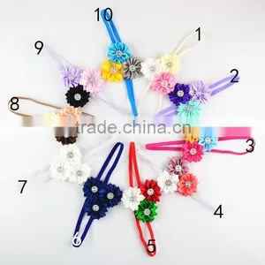 Mini Plastic Diamond Fabric Flower Hair Tie for Sexy Lady, Handmade Flower Bride Bohemian Headband Headband thumbnail-2