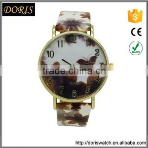 Stylish Pattern Painting Leather Strap Watches Color Wrist Watch Women Quartz Watch thumbnail-5