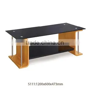 Fashion Shape Walnut Coffee Tempering Glass Table S111-4 thumbnail-1