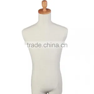 Vintage Dress Making Dummy Torso Wrapped Mannequin Male Adjustable Mannequin With Wooden Hand thumbnail-1
