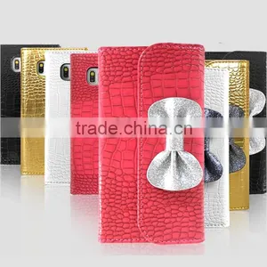 Luxury Crocodile Leather Vein Butterfly Knot Case for S4 S5 S6 thumbnail-1