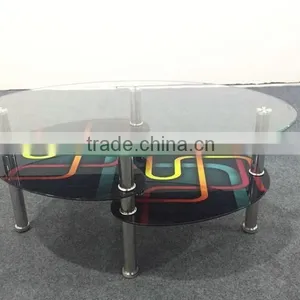 Morden New Design Oval Glass Coffee Table thumbnail-3