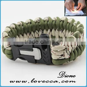 Whistle Colorful Wholesale Paracord Survival Bracelet With Compass and Flint thumbnail-4