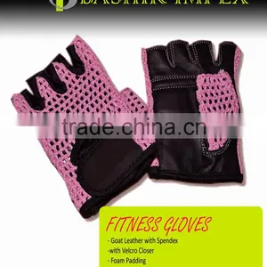 WOMEN BODYBUILDING FITNESS GLOVES KNITED BACK, WORKOUT GLOVES, LEATHER GLOVES thumbnail-1