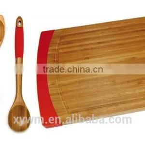 Bamboo Cutting Board and 5 Piece Kitchen Tools With Silicone Handles thumbnail-3