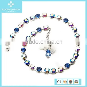 Hot Sale Rainbow Colors Crystal Beaded Statement Necklace thumbnail-6