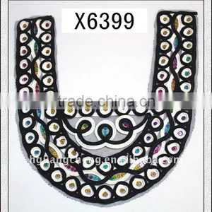 X6399/Fancy Embroidered Sequins Mesh Fabric Lace Collar for Garment thumbnail-1