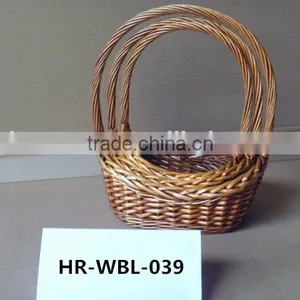 3 Sets Oval Shape Willow Storage Basket With Handle thumbnail-1