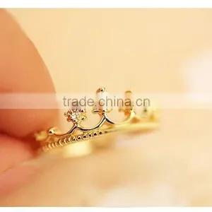 Korea Fashionable Crystal Small Crown Diamante Rings thumbnail-5
