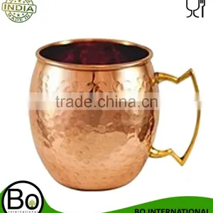 Copper Hammered Moscow Mule Mug With Brass Handle - 8oz thumbnail-1