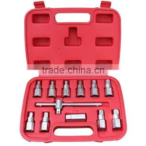 12pc Universal Drain Plug Key Set Oil Drain Plug Wrench Set thumbnail-1