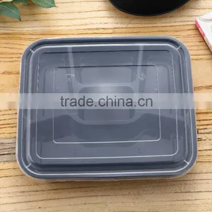 High Quality 2 Dividers Black Plastic Food Bento Boxes thumbnail-5