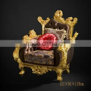 Imperial Noble Furniture Living Room Sofa, Luxury Wood Carved Three Seater Sofa With Gold Painted, British Royal Sofa Couch Set thumbnail-3