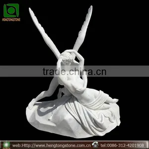 White Marble Carved Roman Mythology Cupid and Psyche Statue thumbnail-1