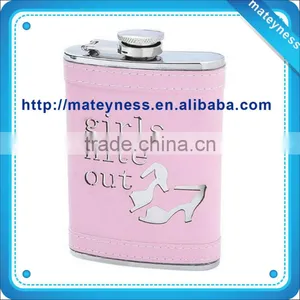 Hip Flask With PU Leather Wrap Covered thumbnail-1