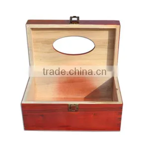 Natural Redwood Napkin Tissue Box Holder, Wholesale Retro Bronze Buckle Packaging Box thumbnail-2