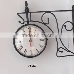 Vintage Style Station Double Sided Metal Wall Clock thumbnail-1