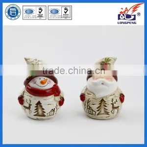 Handpainted Christmas Ceramic Santa Claus Snowman Cookie Jar thumbnail-1