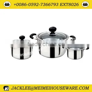 6Pcs Black Handle & Stainless Steel Cookware Set thumbnail-1