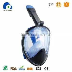 Fashion Design Round Surface Snorkeling Full Face Mask Black and Blue Color for Diving thumbnail-1