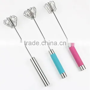 Popular Food Grade Eggbeater Stainless Steel Egg Whisk With Colorful Handle thumbnail-1