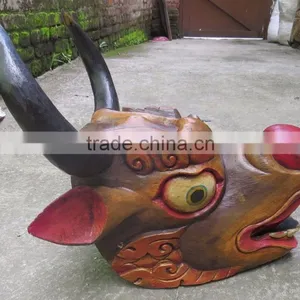 Dragon Mask Wall Hanging Decor Handmade in Nepal thumbnail-1