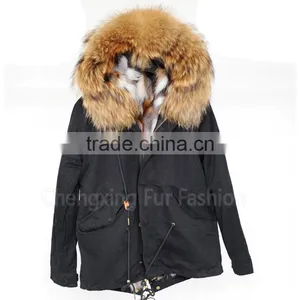 CX-G-P-05K Luxury Fox Fur Lining /Raccoon Fur Collar Women Winter Fur Parka thumbnail-2