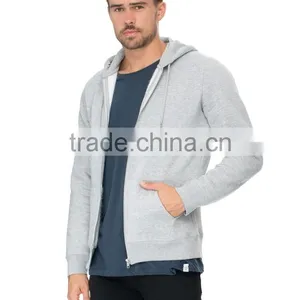 Men's Cheap Plain Grey 100 Polyester Hooded Sweatshirt thumbnail-1