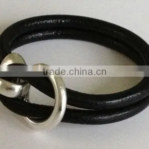 Double Wrap Leather Bracelet, Leather Bangle for Girls and Boys, Unisex Leather Bracelet thumbnail-1