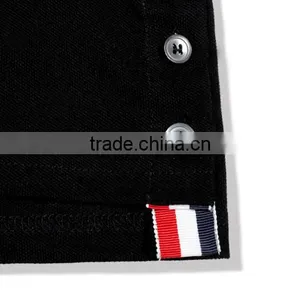 Wholesale 100% Cotton Embroidered Logo Black and White Color Men Custom Polo t Shirt With Side Button thumbnail-5